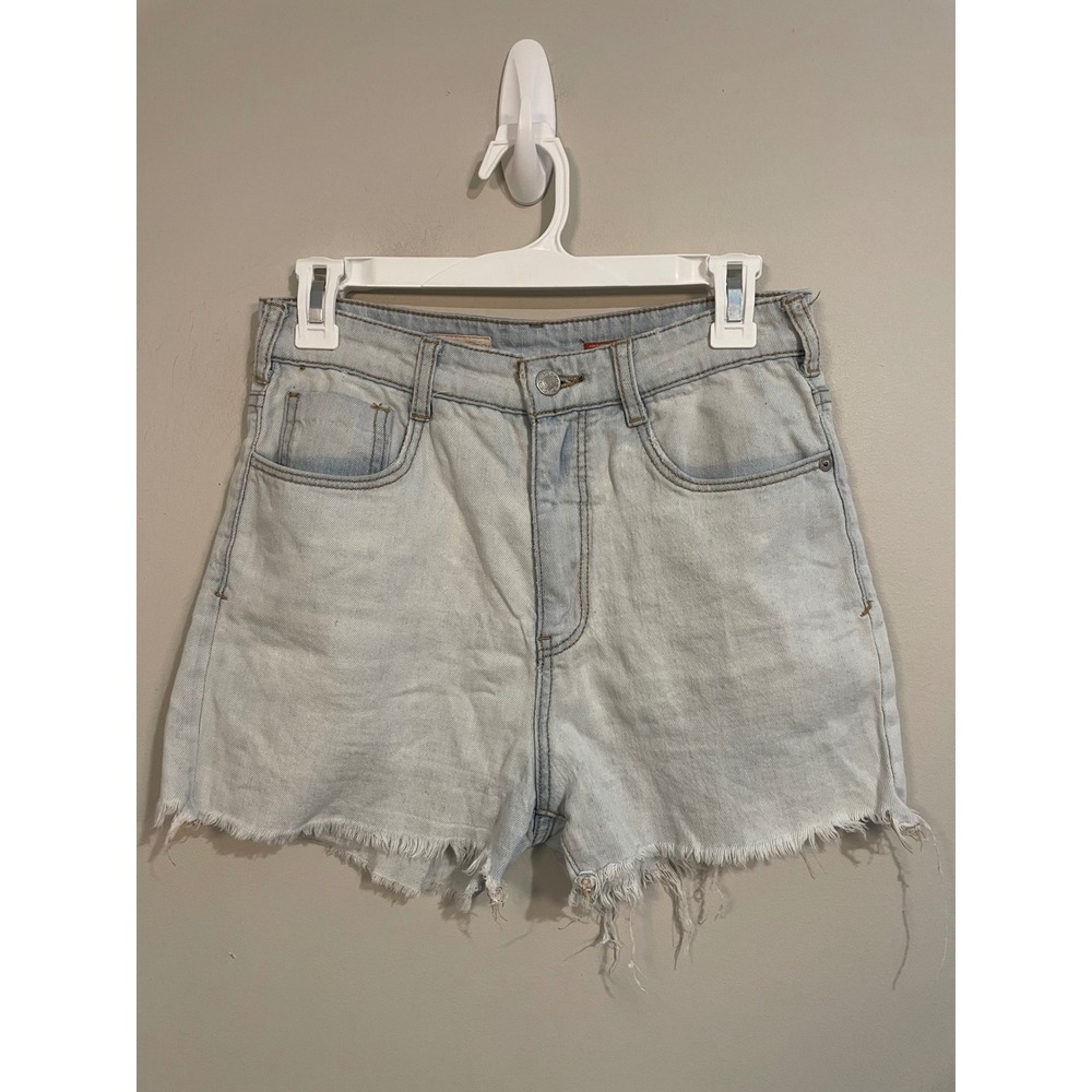 Anthropologie Pilcro High-Rise Frayed Denim Shorts Light Wash Size 27
